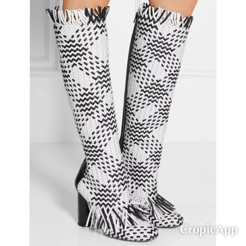 Proenza Schouler 9.5 Woven Leather Knee High Boots